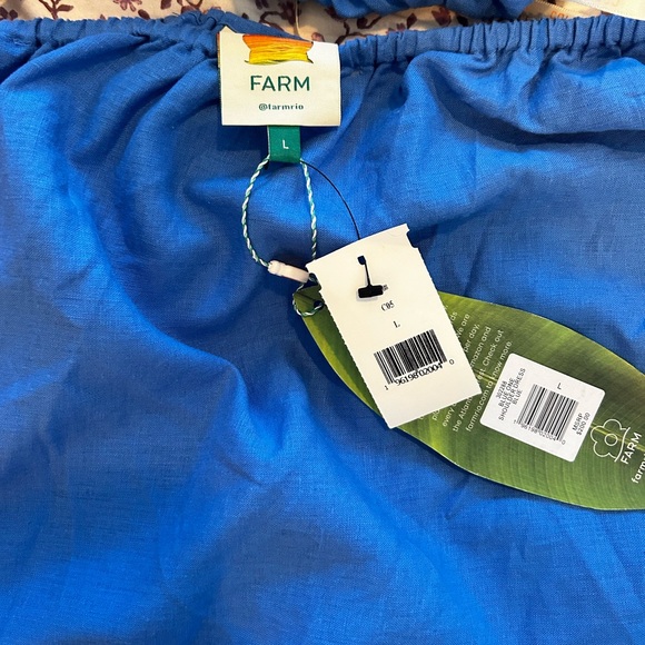 NWT Farm Rio Blue Linen cut out maxi dress size L - Picture 3 of 3